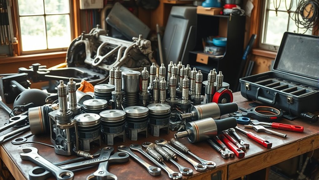 gather and organize engine parts