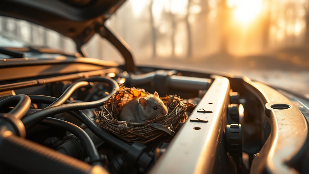 mice nest in engines