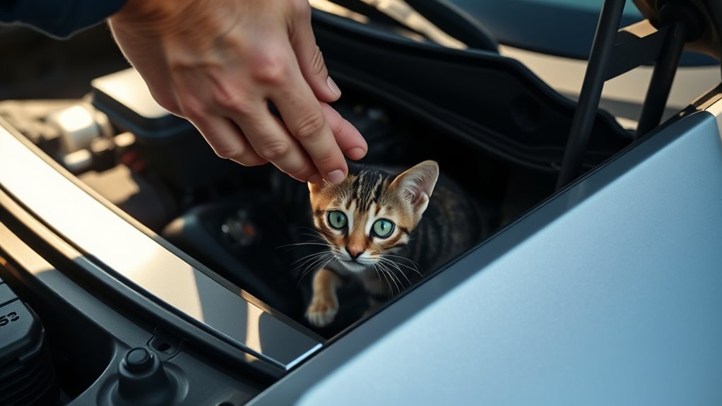 rescue cat from engine