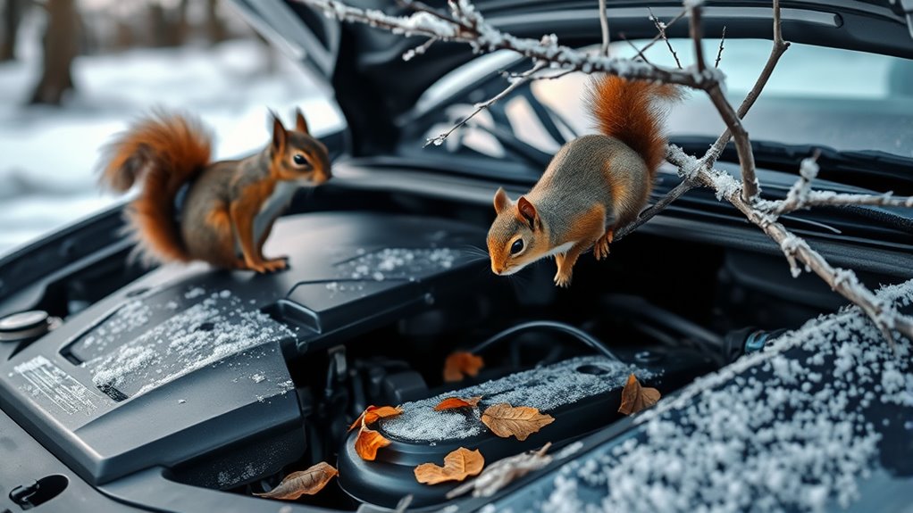 squirrels seek warmth shelter